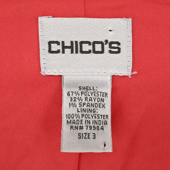 Chicos Jacket 3 Womens XL 16 Orange Brocade Lined Blazer Whimsy Career Office - Picture 3 of 15